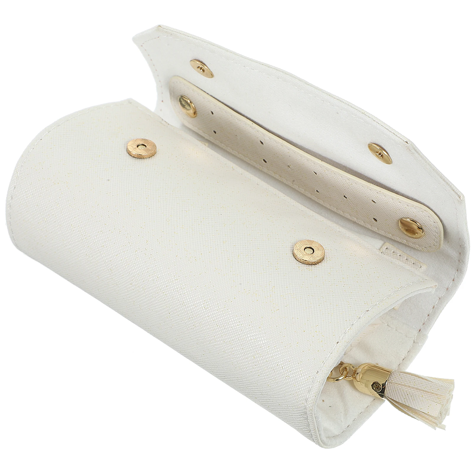 

Foldable Jewelry Storage Bag Travel Organizer Holder Necklace Pocket Pouch PU White Lightweight Portable Dustproof