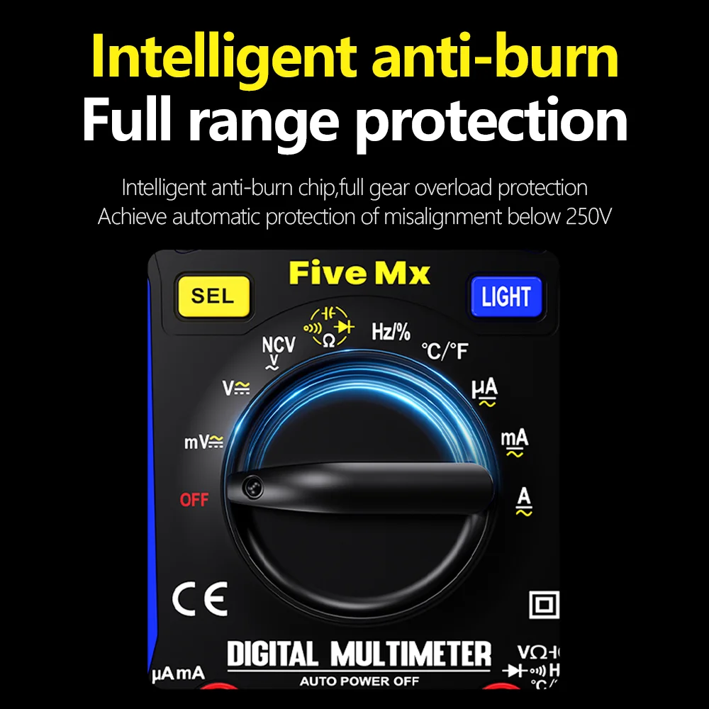 MECHANIC Multímetro Digital Multifunción Alta Precisión RMS Verdadero 20000 Cuentas Voltaje CA/CC Corriente Capacitancia Ohm Hz Detector NCV