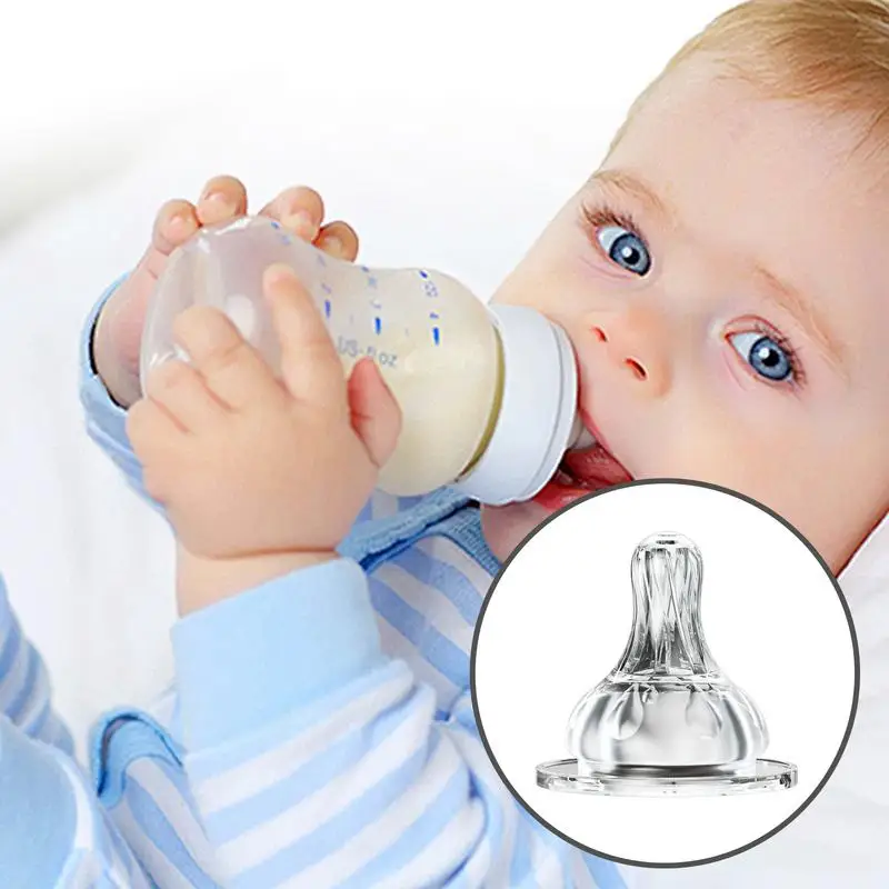 

3PCS Baby Silicone Pacifier Wide Neck Soft Teat Nipple Baby Care Bottles Natural Flow Nipples BPA Free