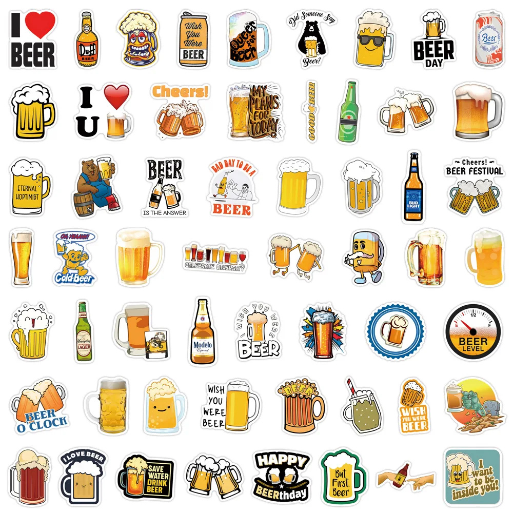 110PCS Cartoon Beer Creative Decorative Luggage Water Cup Stationery Computer Waterproof Sticker