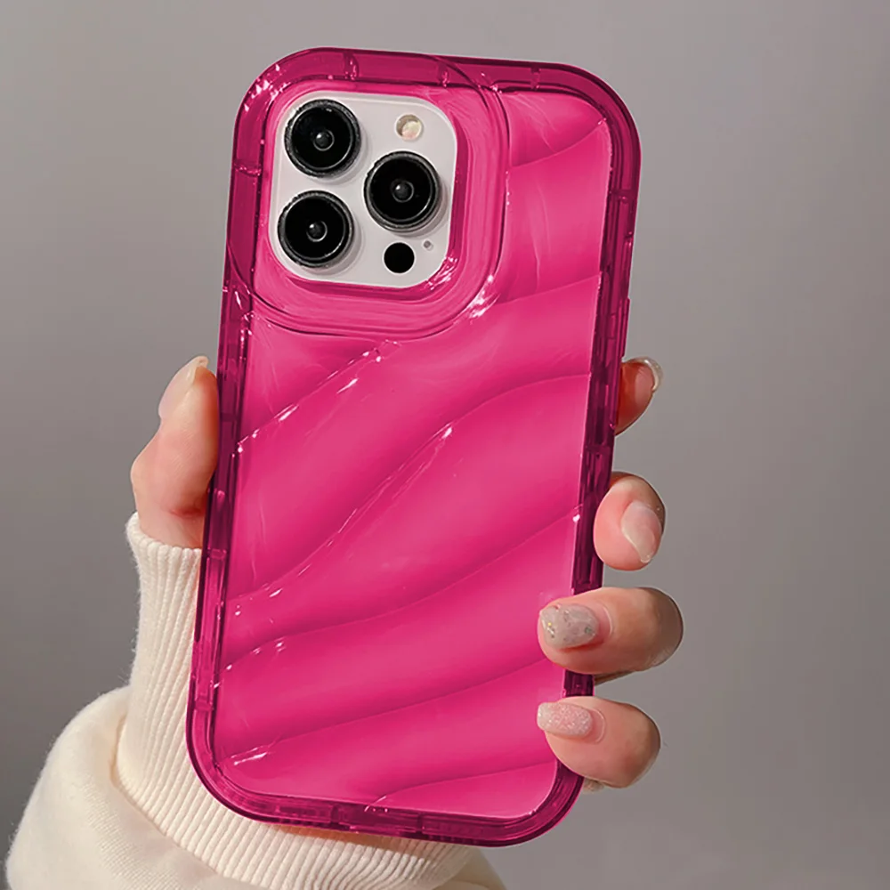 Wavy Pattern Phone Case For iPhone 14 Pro Max Case iPhone 11 15 12 13 Pro Max XR 15 Plus 7 8 SE XS X Silicon Candy Color Cover