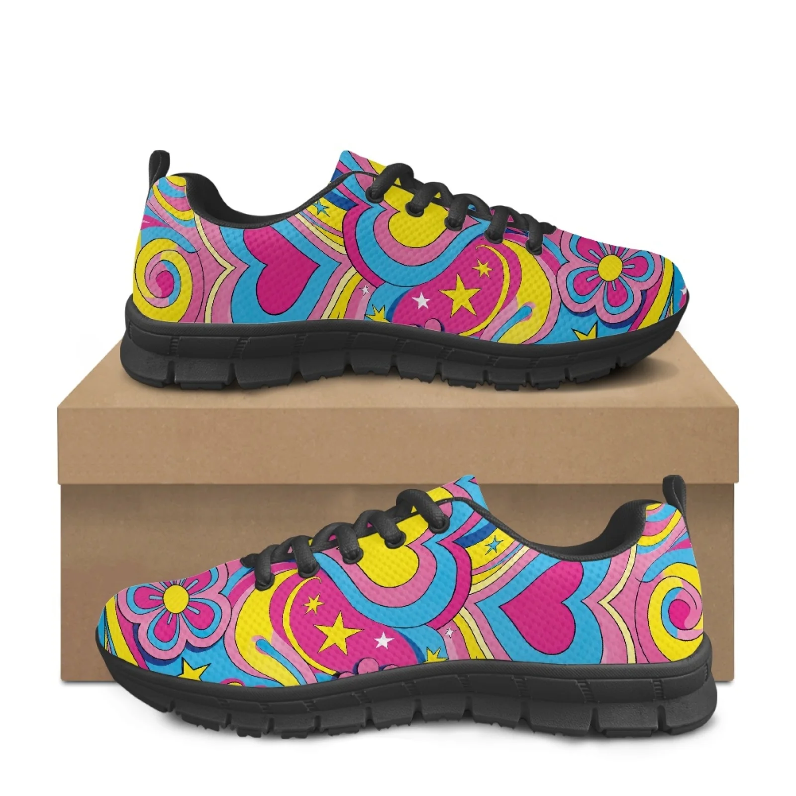 Coloranimal Groovy Psychedelic Men Fitness Sneakers for Walking and Standing Soft Athletes Running Sport Shoes for Travel