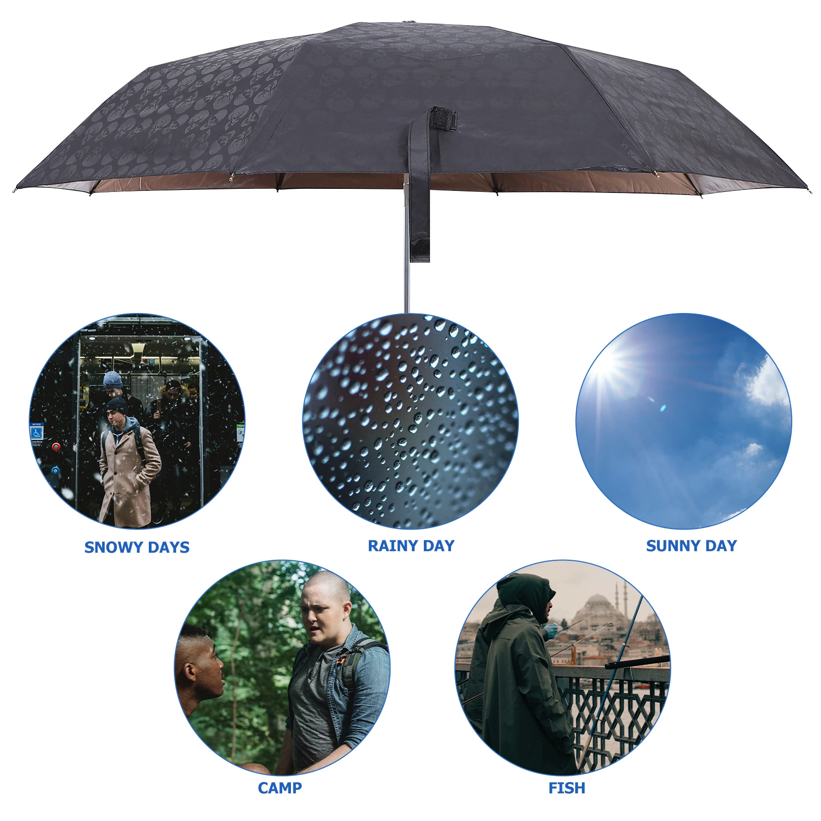 

1pc Windproof Skull Folding Umbrella Uv Protection Portable Travel Sun Rain Parasol Lightweight Retractable Umbrella