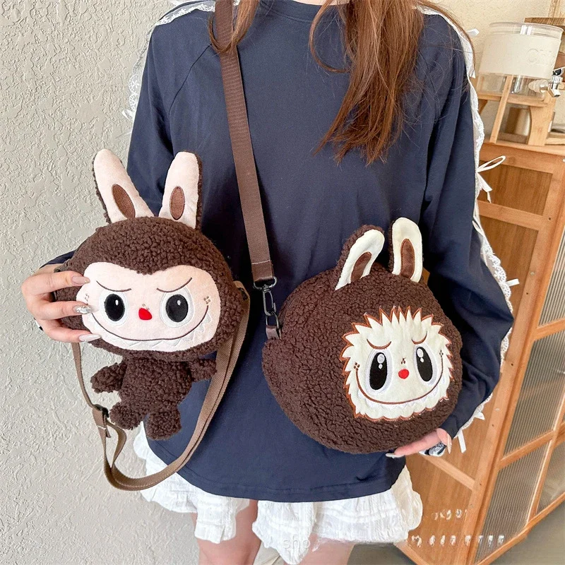 Labubu Shouder Bag Cute Plush Doll Backpack New Student Crossbody Bags The Monsters Outdoor Travel Kids Gift EJ15A