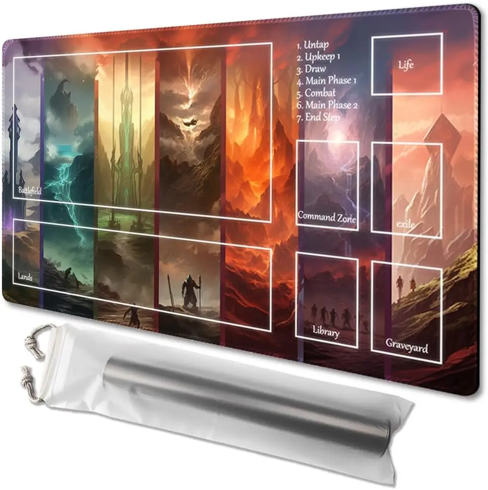 

MTG Playmat Size 24x14in Free Storage Bags Non-Slip Backing Printing, Ideal for Card Game Enthusiasts TCG Playmat (with Zone,Sec