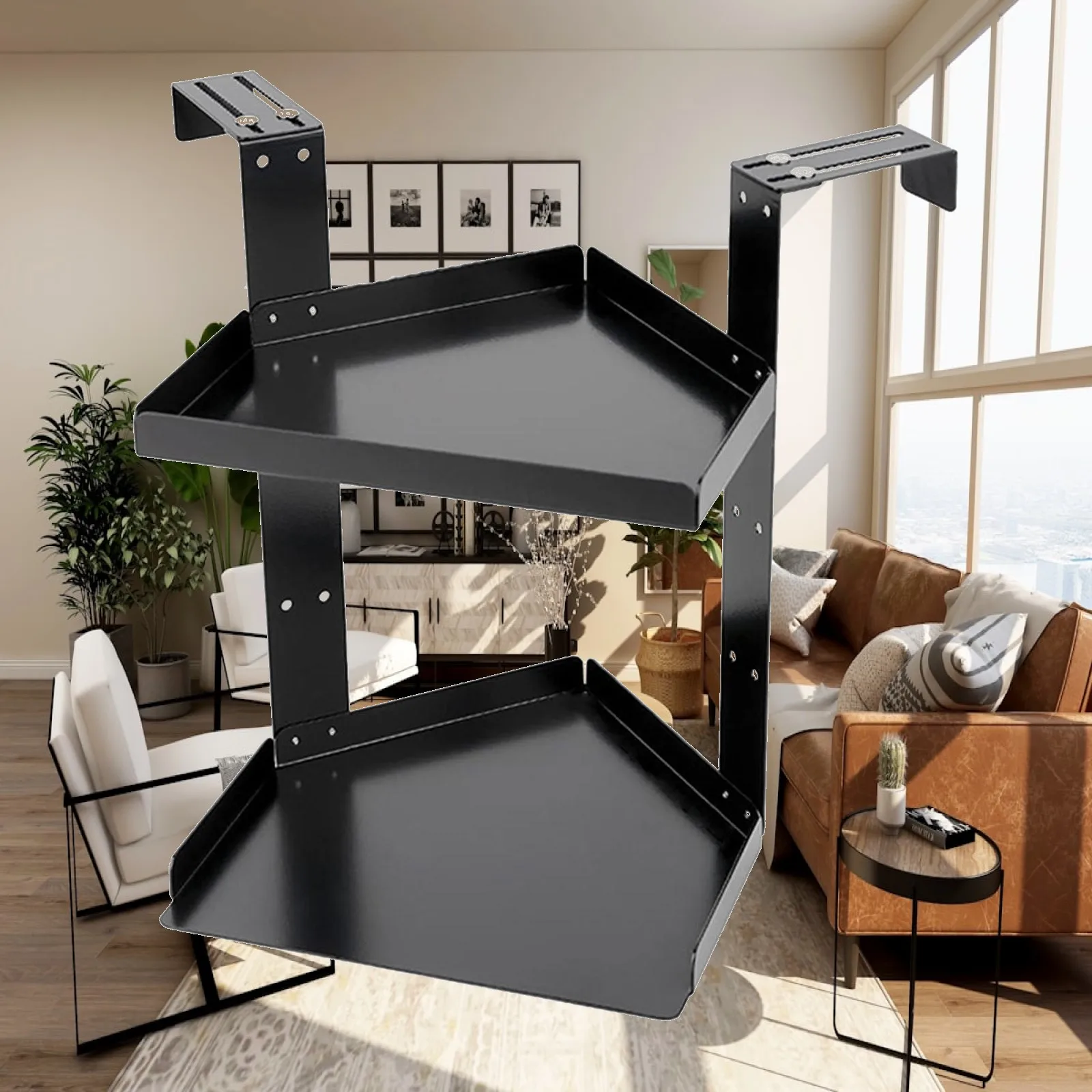 Office Cubicle Shelf with Hooks Metal 2 Tier Versatile Hanging Storage Shelf Height Adjustable for Pen Holder Paper Towel