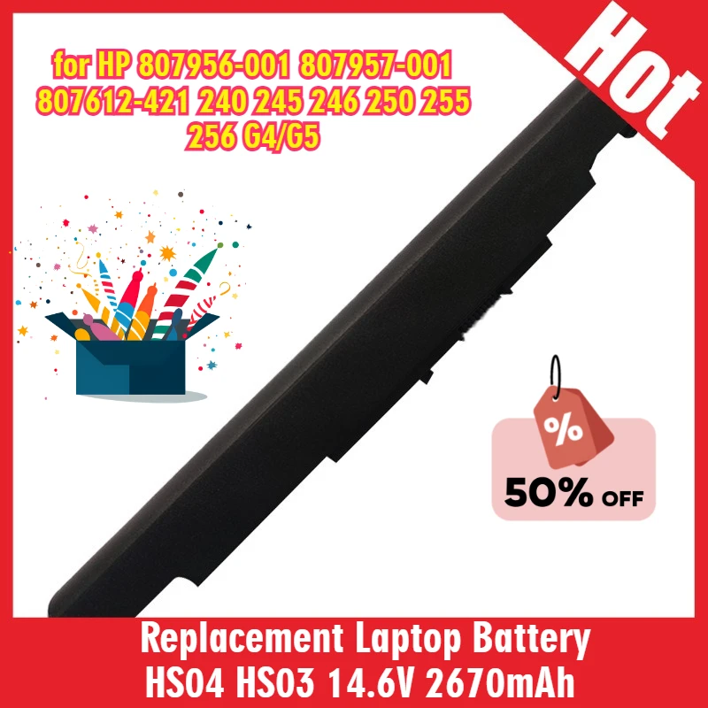 

New Replacement Laptop Battery HS04 HS03 14.6V 2670mAh for HP 807956-001 807957-001 807612-421 240 245 246 250 255 256 G4/G5