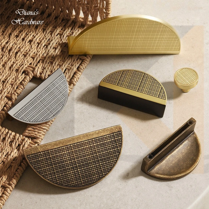Vintage Furniture Hardware Pulls - มือจับประตูแบบวินเทจเรียบง่าย มือจับลิ้นชักแบบย้อนยุค มือจับตู้เสื้อผ้าลายเส้นครึ่งวงกลม มือจับลิ้นชักแบบมีปุ่ม