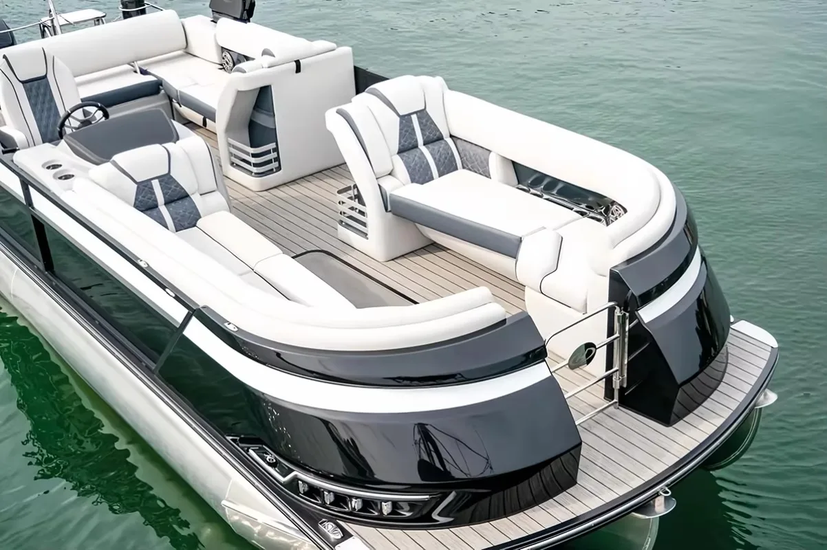 2026S-27A Pontoon Boat 27ft Luxury Sport Series Rear Sunbed Sport Fence Perfect for Party Family and Water Sports