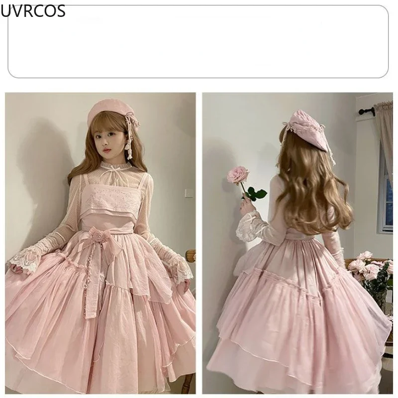 Dolce fiocco Roffles Maglia di pizzo Camicie a maniche lunghe Ragazze Kawaii Allentato Jsk All'interno Top Vittoriano Vintage Elegante Lolita Camicette Donna