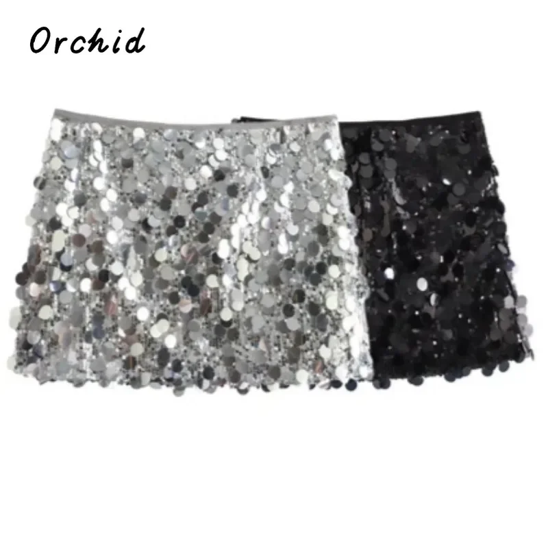 2025 Sequin Mini Skirt Women Luxury High Waist Skirts for Woman Fashion Summer Women's Skirt Streetwear Glitter Short Skirt