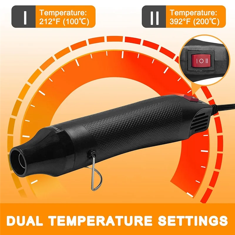 BHTS-Mini Hot Air Gun Dual Speed Temperature Adjustment Fast Hot Air Gun Handmade Soft Clay Drying Shaping EU Plug