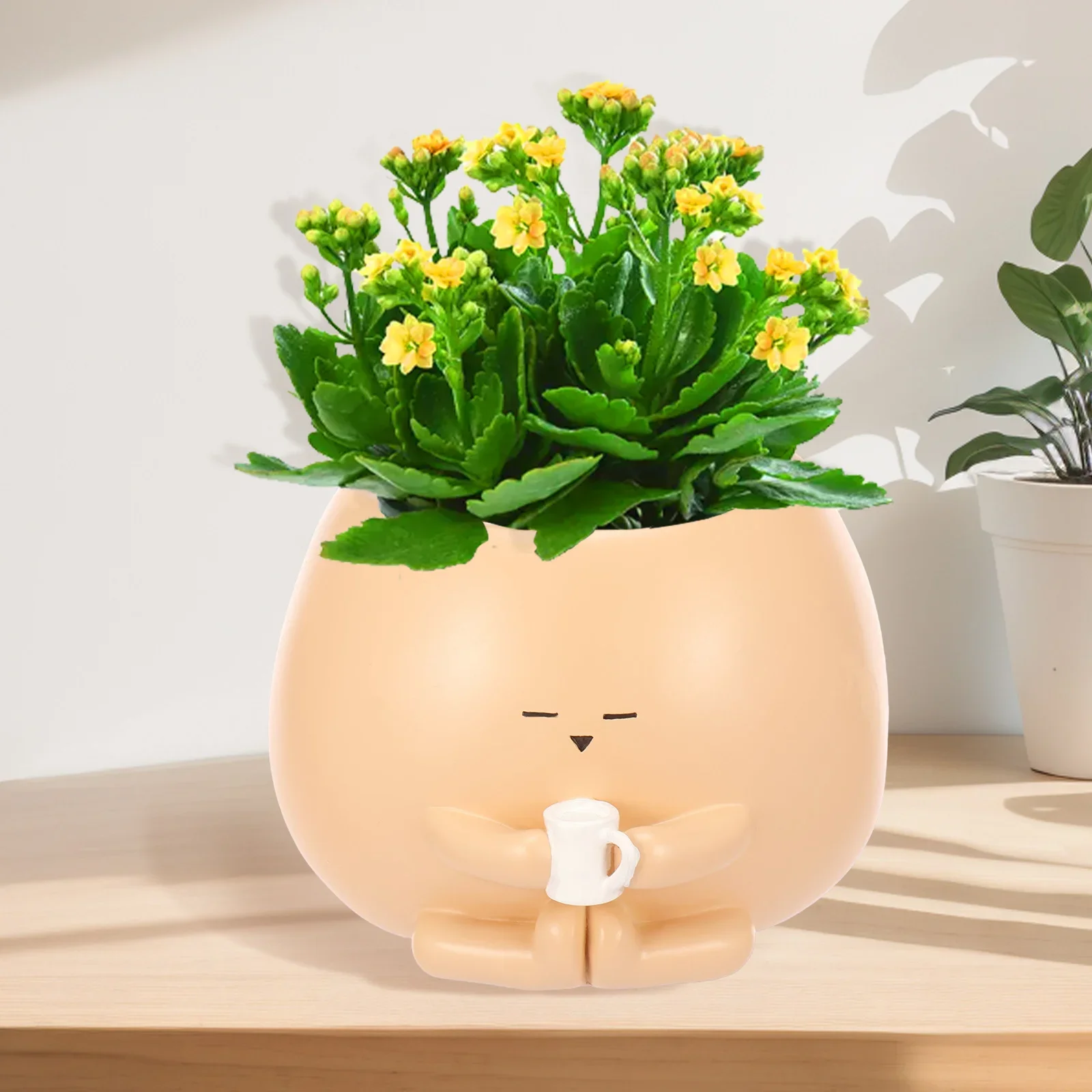 Resin Small Flower Pot Succulent Plant Pot Mini Potted Vase With Bottom Drainage Holes for Desktop Balcony Garden Flower Pot Dec