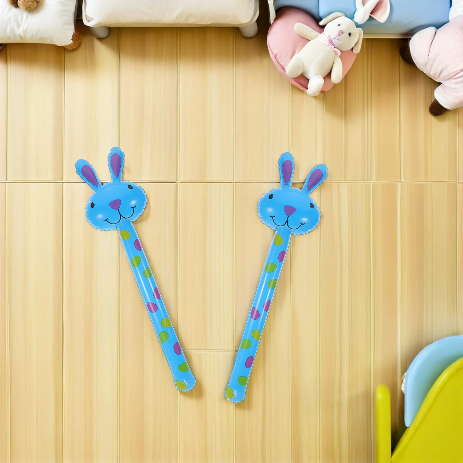 

4Pcs Animal Inflatable Stick Cartoon Blow-Up Jungle Theme Birthday Party Decorations Rabbit Style 31 Inch Portable Fun