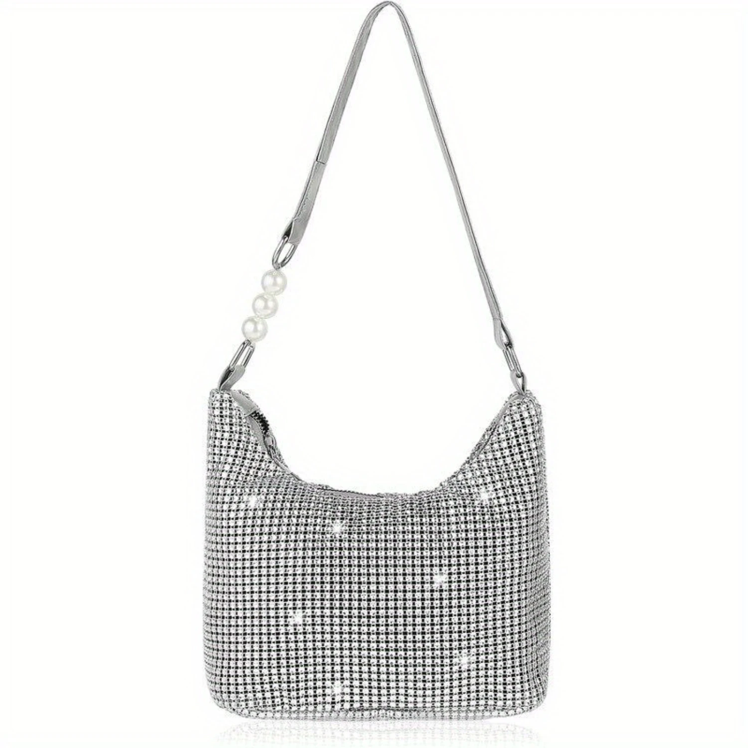 Women's Rhinestone Evening Clutch Bag - Sparkly Shoulder Handbag - Elegant Armpit Bag