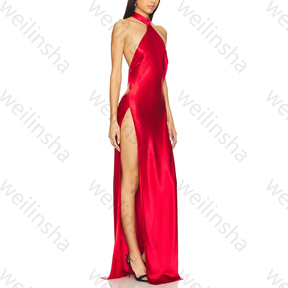 Maßgeschneiderte elegante schulterfreie ärmellose Abendkleider Sexy rückenfreies Promi-Kleid mit seitlichem Schlitz Hochwertige Abschlussball-Party-Kleider – Detail 4
