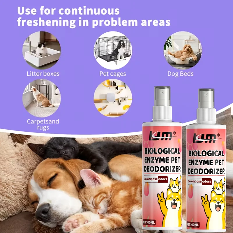 مزيل الروائح الكريهة للحيوانات الأليفة بالإنزيم البيولوجي من KJM - القضاء على رائحة صندوق فضلات القطط، 100 مل، آمن للحيوانات الأليفة، تركيبة غير سامة #5