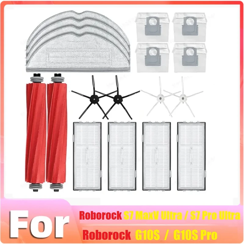 Pièces de rechange pour Robot Roborock S7 Maxv Ultra/S7 Pro Ultra / G10S/ G10S PRO, brosse latérale principale, filtre, vadrouille, sac à poussière