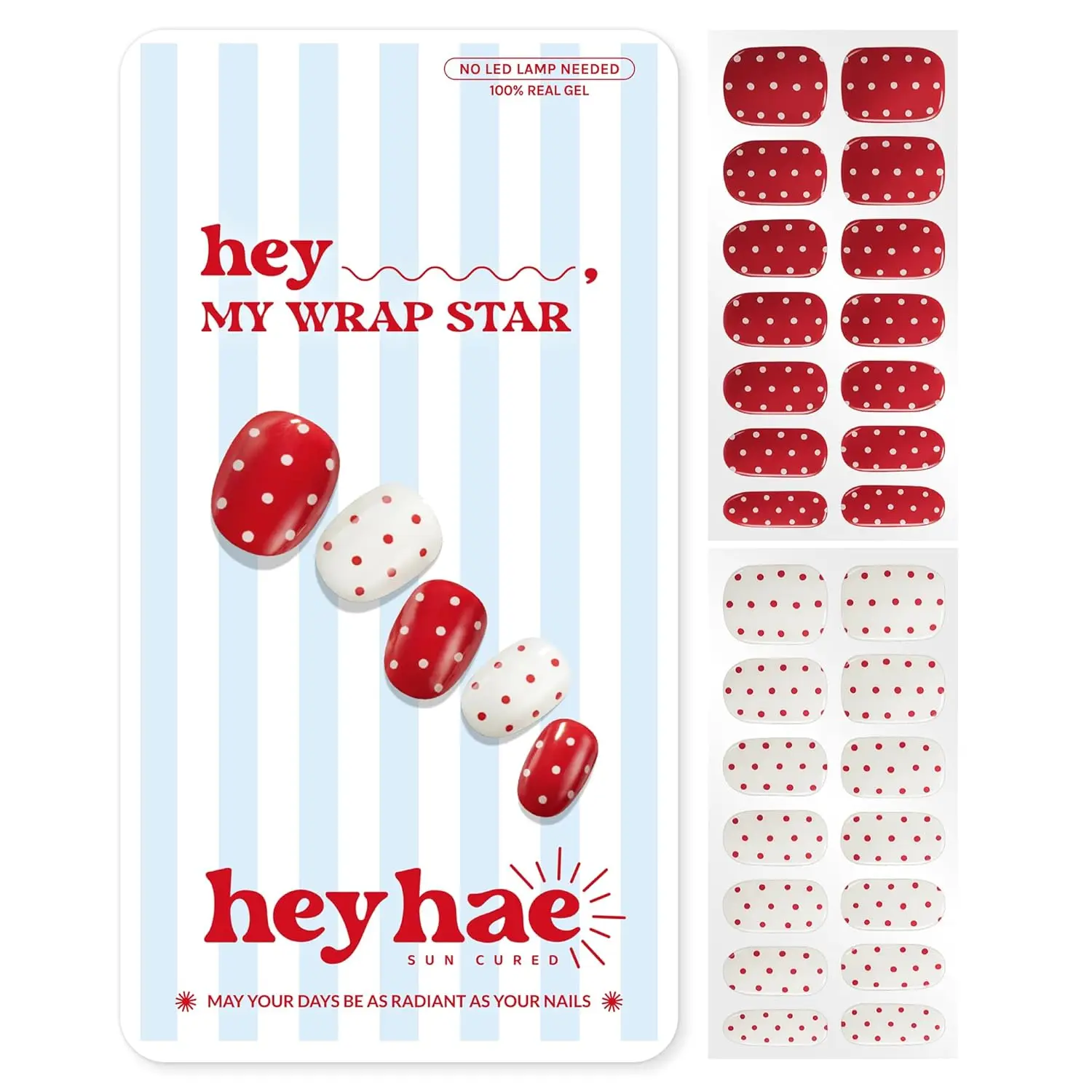 

Winter Red Polka Dot Semi Cured Gel Nail Strips, No LED Lamp Needed, Easy Apply & Remove, Salon Quality, 28 Pcs with Prep Pads