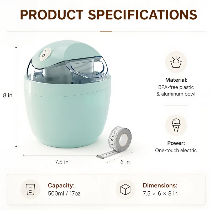Automatic Mini DIY Ice Cream Maker Quick ze Homemade Sorbet Frozen Yogurt Machine One Button Household Dessert Maker