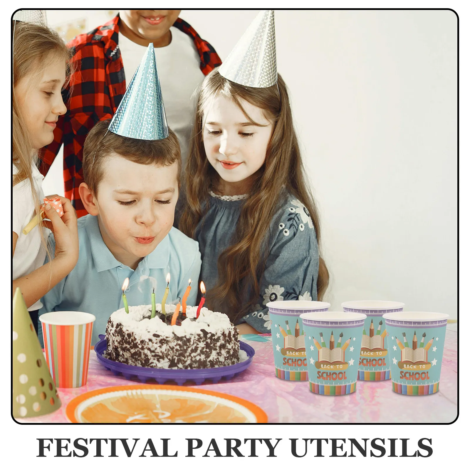 32 Pcs Back to School Party Supplies Tableware Paper Cups Disposable Beverage Festival