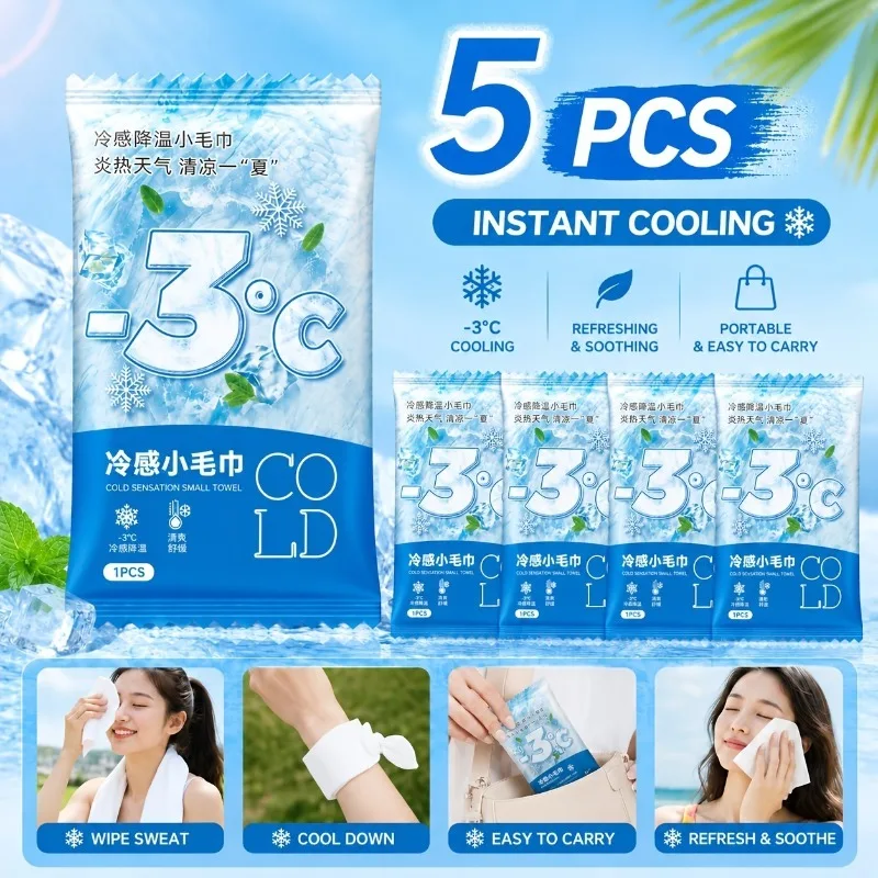 20Pcs Disposable Non‑Woven Cooling Towels 200×600mm Individual Pack Instant Cool Wipes for Beach Travel Gym Hiking Camping Hot W