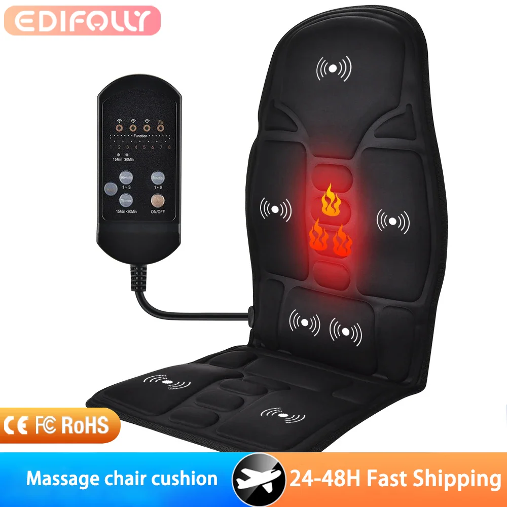 

Массажер для стула, электрический подогрев, вибрирующая подушка для шеи, спины, тела, массаж для автомобиля, домашний поясничный матрас