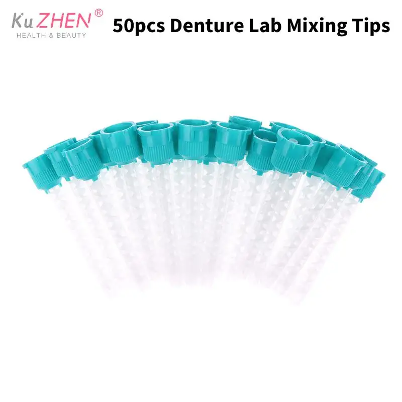 

50Pc/lot Dental Mixing Tips Impression Materials Disposable Silicone Rubber Conveying Mixing Head Denture Lab Mixing Color Tubes