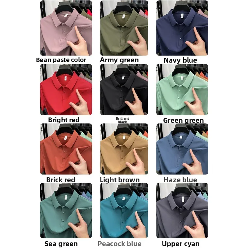 Summer Outdoor Golf Sport Lightweight Breathable Casual T-shirt for Couples Fashionable Trendy Ice Silk Quick Drying Polo Shirt