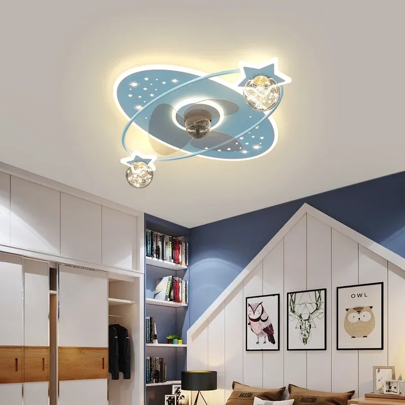 LED Nordic Ceiling Fans with Lights Remote For Living room Bedroom Boys Girls Room LED Ceiling Lamp For Home Decro