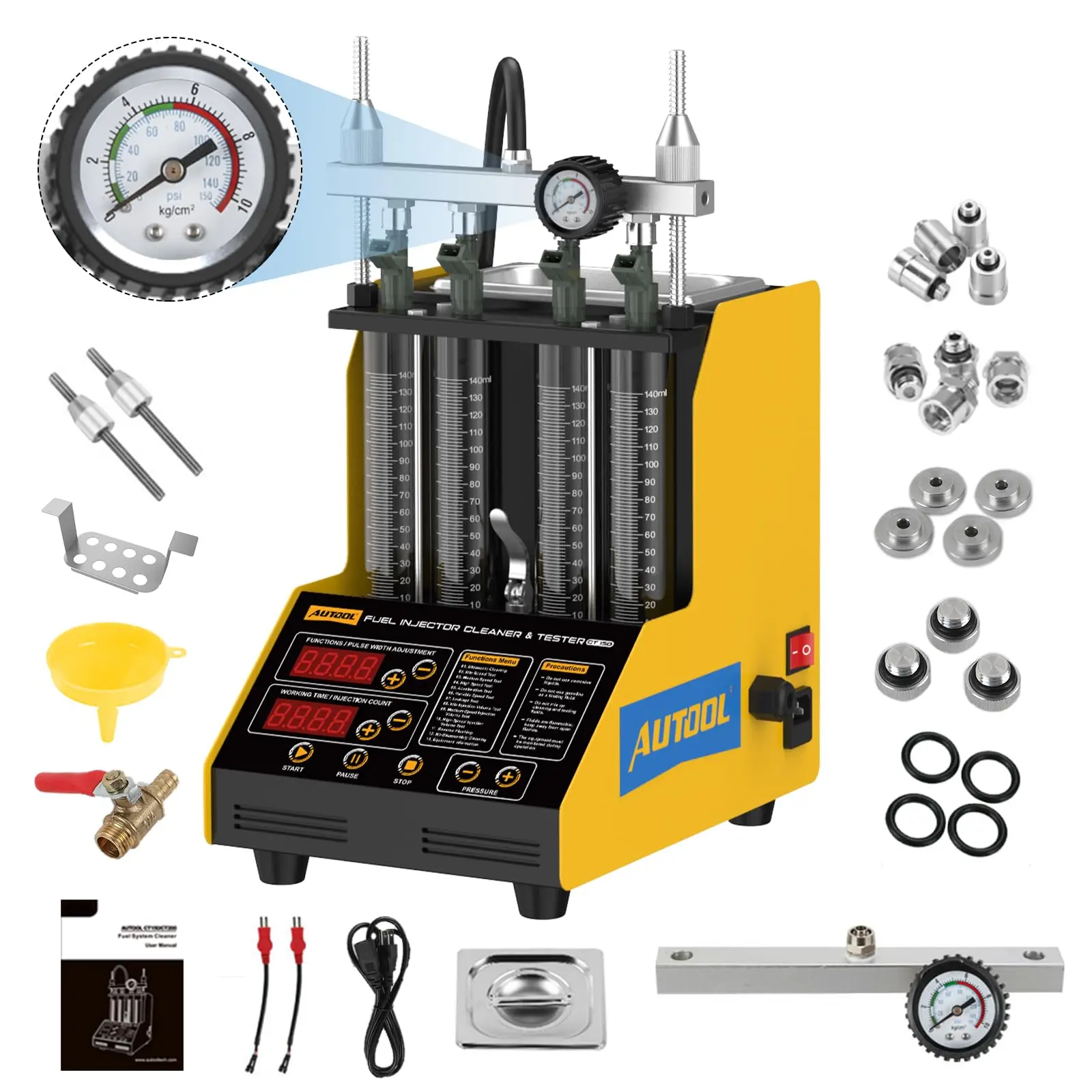 AUTOOL Fuel Injector Cleaner Tester Machine Ultrasonic 4 Cylinders
