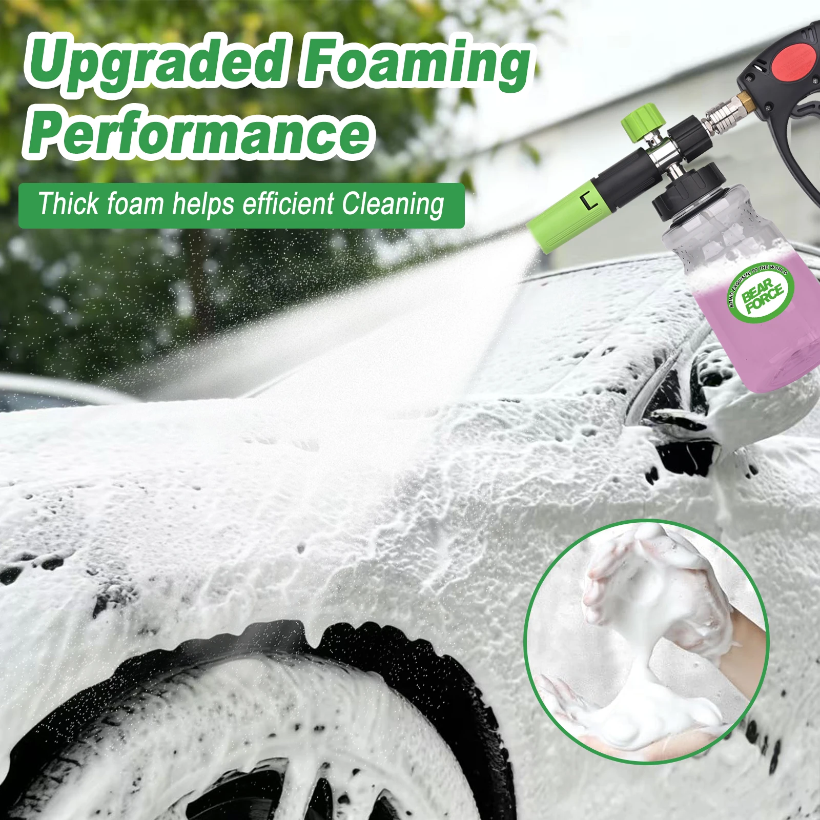 Pressure Washer Foam Cannon for 1/4” Quick Connector with 360° Adjustable Spray Nozzle, New Generation Adjustable Spray Nozzle