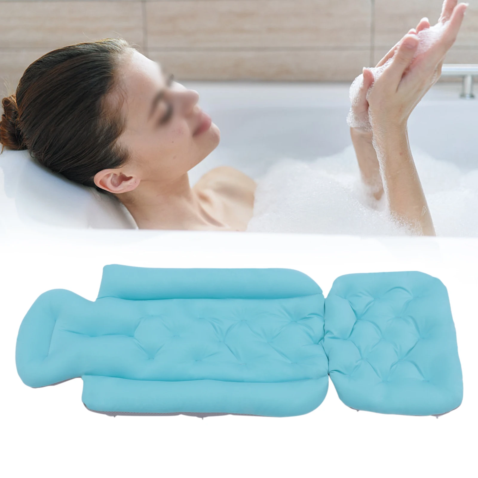 Comfortable Bath Pillow Non Slip Spa Cushion For Bathtub With 10 Suction Cups And Breathable Mesh