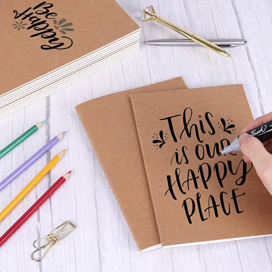48 cuadernos Kraft en blanco, diarios a granel para 60 páginas, 80GSM, 8,3X5,5 pulgadas, juego de diarios de viaje para viajeros, estudiantes y oficinas