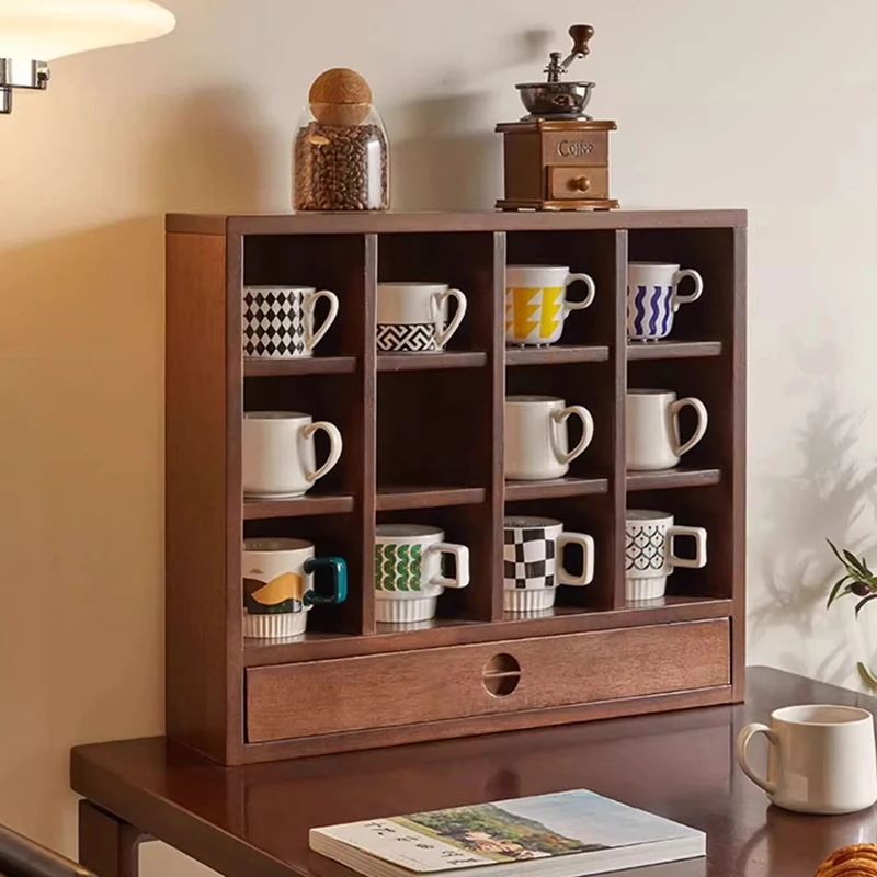 

‌ Деревянный органайзер для чашек — стойка для кофейных кружек, настенные и настольные полки для кухни/ванной комнаты, компактная сетка