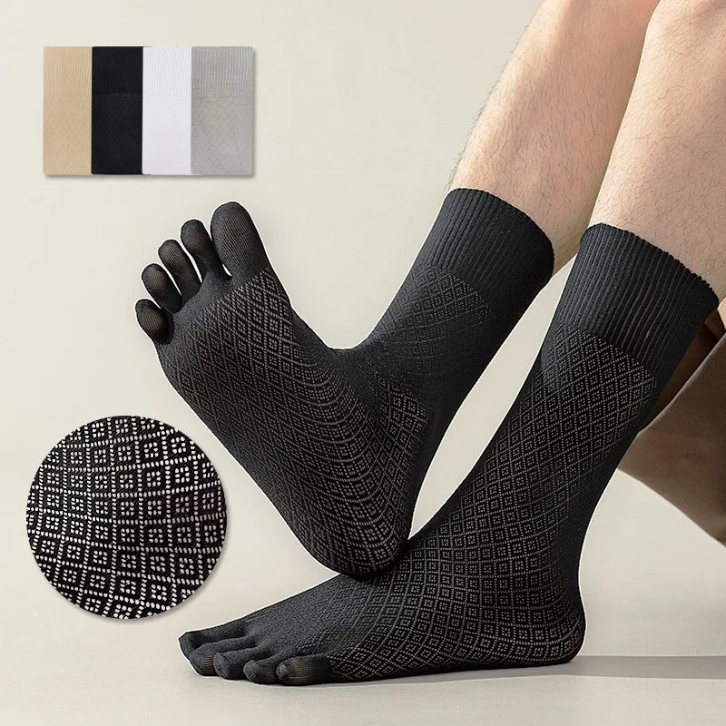 3Pairs Men's Five-toe Socks Breathable Comfortable High Quality Middle Socks Solid Color Soft Male Sox Sweat-absorbing Anti-odor