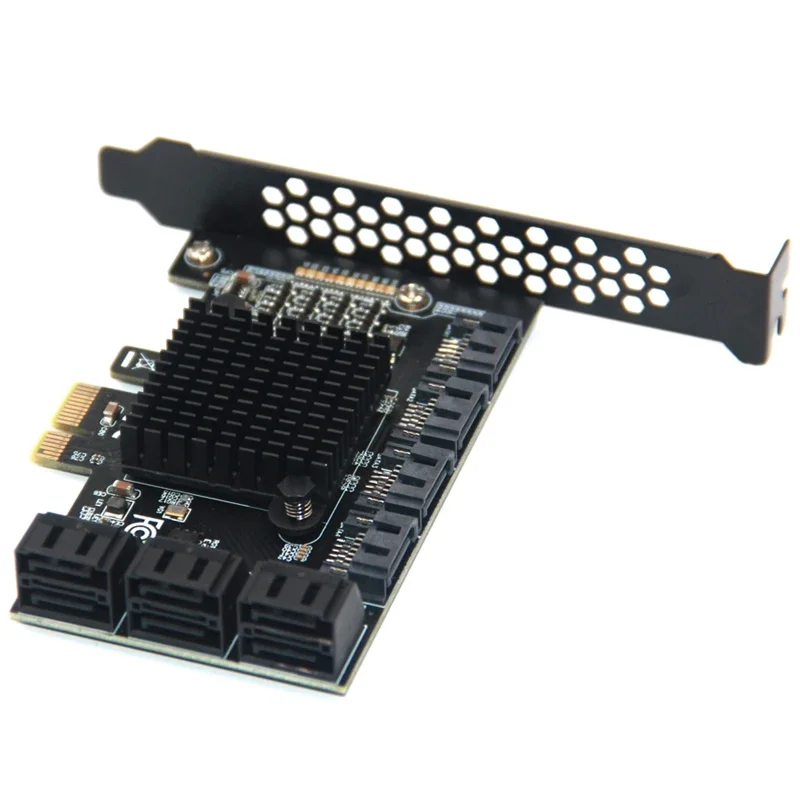 Chia Mining Riser ASM1166 SATA PCIe Adapter 10 Port SATA III to PCI Express 3.0 X1 Controller Expansion Card Adapter Add On Card