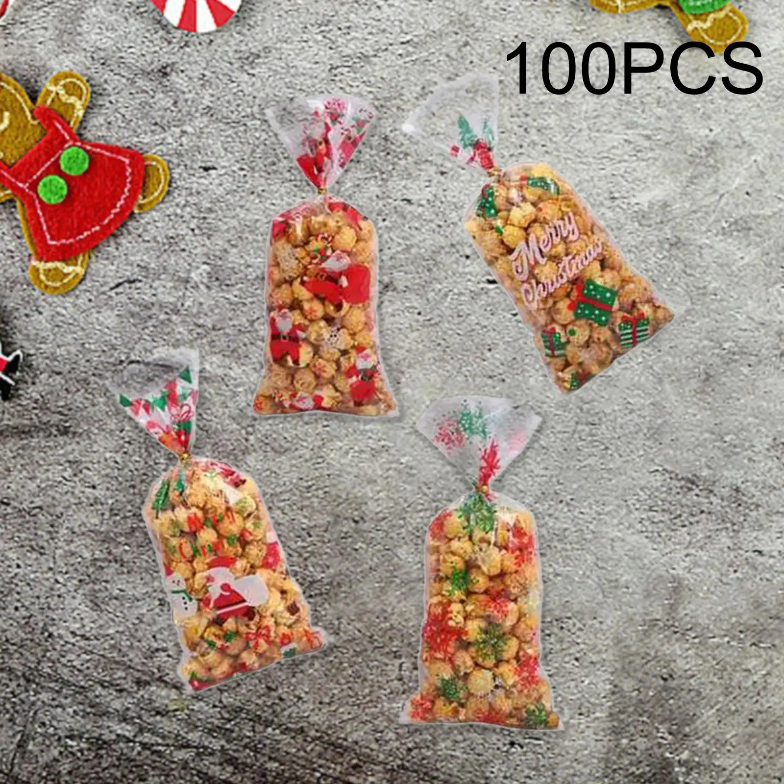 100 Pieces Christmas Gift Bags Multifunctional Snack Container Christmas Candy Bags for Wedding Holiday Party Supplies Birthday