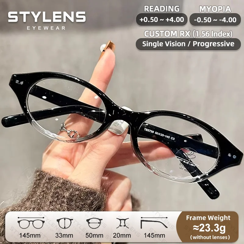 STYLENS Textured Oval Reading Glasses Women Blue Light Blocking Myopia Hyperopia Glasses Anti-Reflective Fashion Optical Glasses