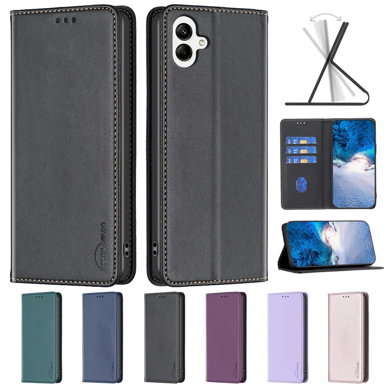 For Samsung A06 SM-A065F Case Luxury Magnet Flip Phone Case on For Etui Samsung Galaxy A06 A 06 SM-A065M A16 Leather Card Cover