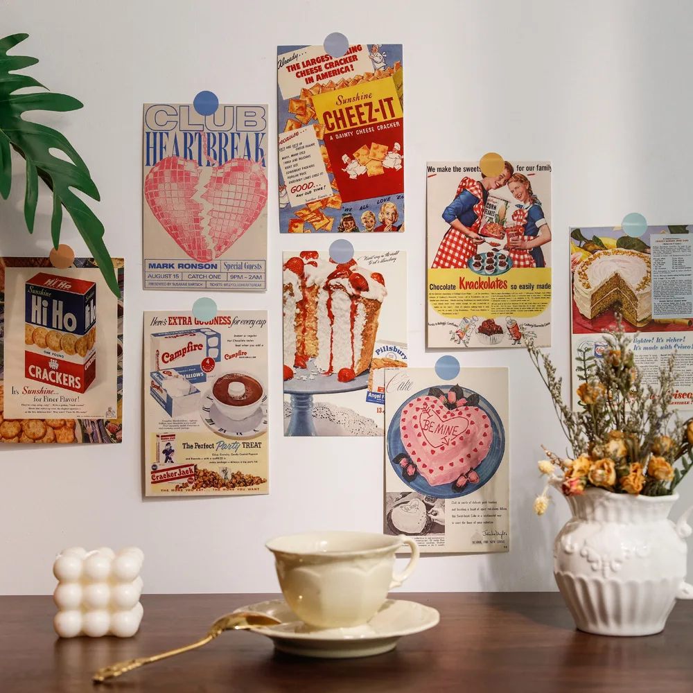 30 Sheets/Set ​Vintage Bread Old Newspapers Postcard INS Style Art Decorative Card Creative Background Wall Sticker