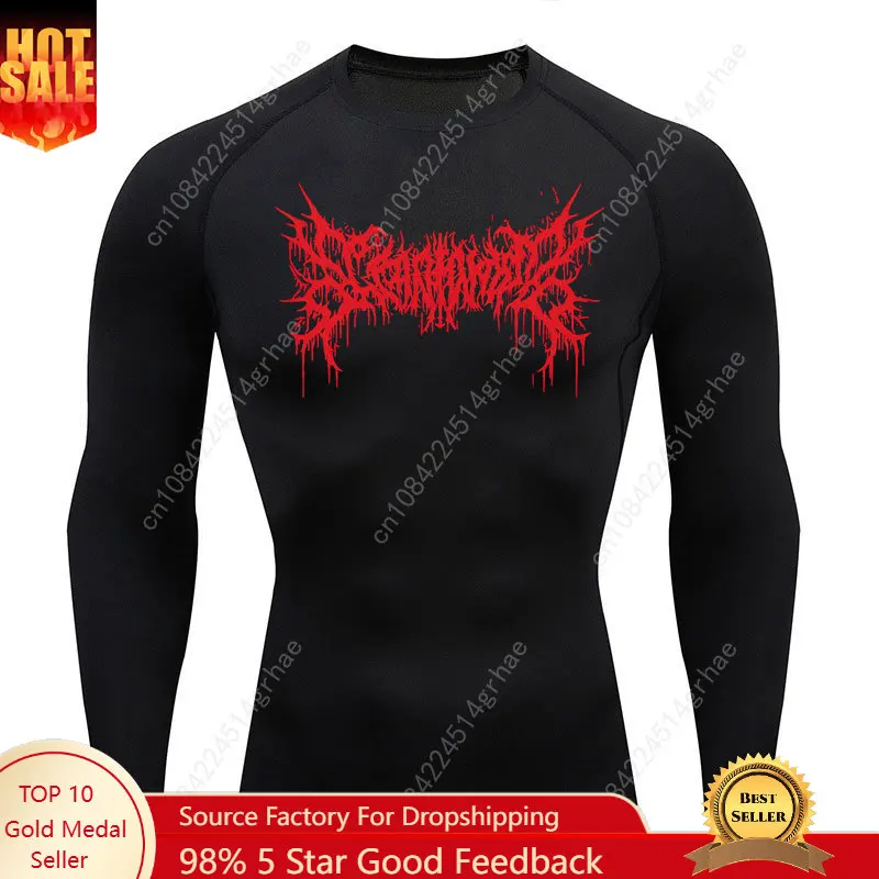 

Y2K GYM Compression Shirt Men's Running Workout Bodybuilding Summer T-Shirt Quick Dry Long Sleeves Sportwaer Tight Top Tee