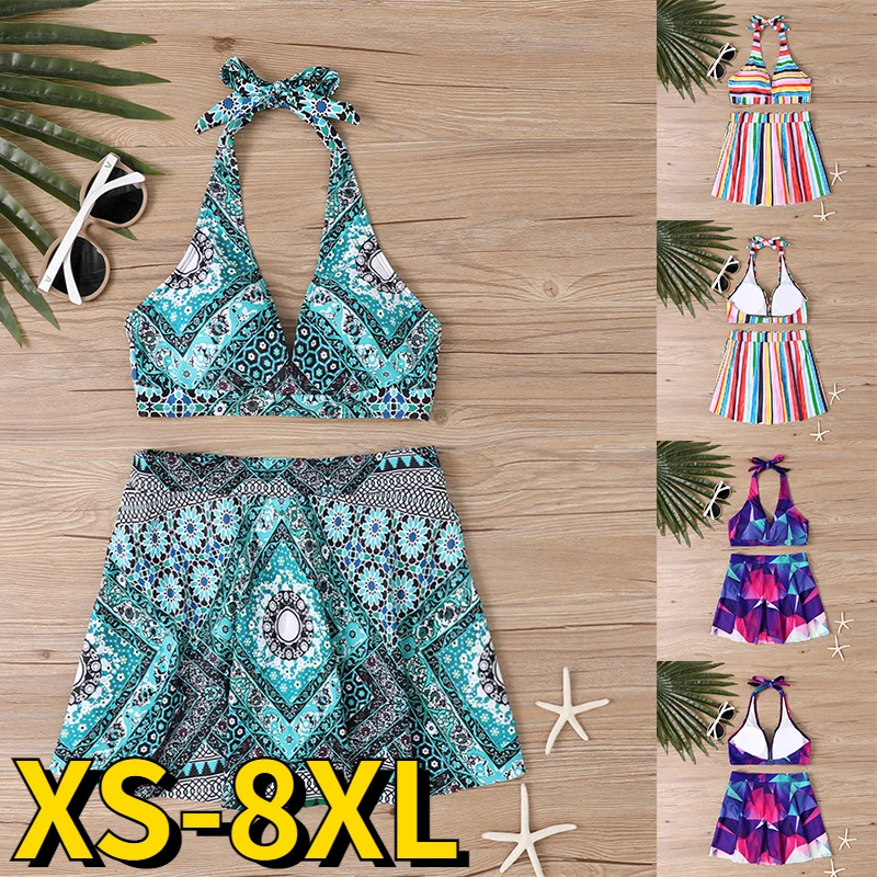 2023 Summer Two Piece Set Beachwear Swim Suit Vintage Bathing Suit High Waist Swimsuit Bikini Women New Design Printing Swimwear