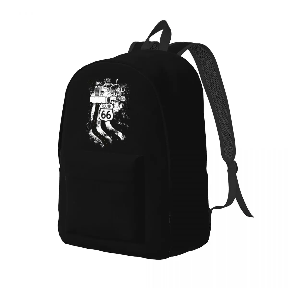 Route 66 Big Rig Truck US Flag Backpack Middle High College School Student America Highway Bookbag Teens Daypack Outdoor