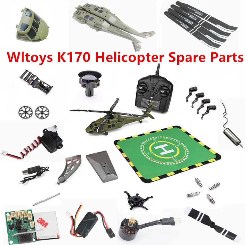 Wltoys K170 Pezzi di ricambio per elicotteri RC Motore a lama ESC Servo Ricevitore Morsetto del rotore dell'ingranaggio Telaio del caricatore del guscio Cuscinetto di atterraggio ecc.