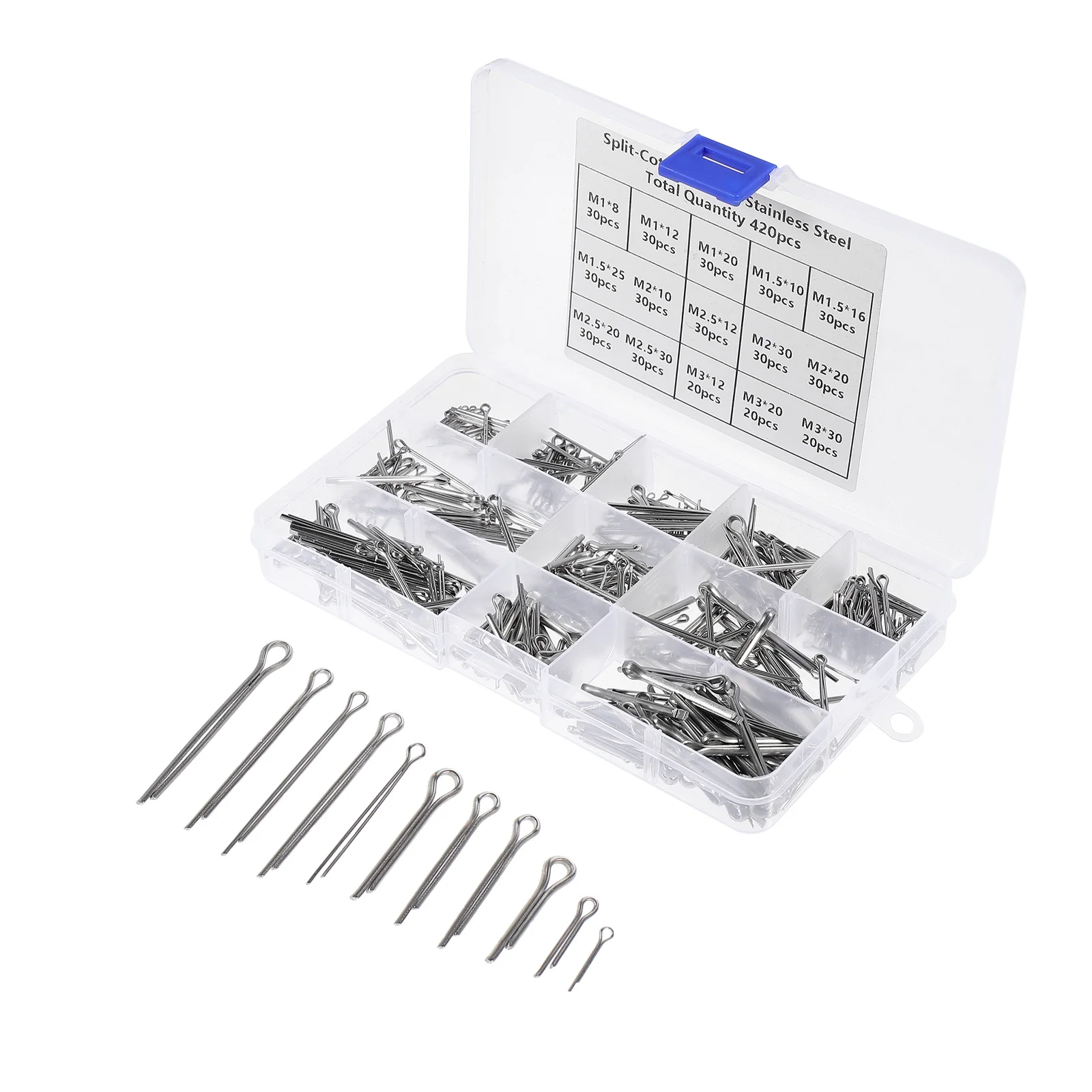

420pcs Stainless Steel Cotter Pin Set 304 Heavy Duty Corrosion Resistant Fasteners Split Mechanical Clip Secure Hold