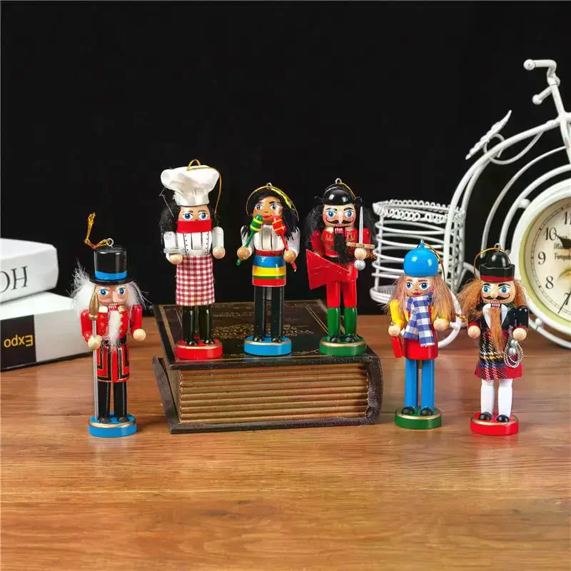 1/3/6Pcs New Year Home Decoration Christmas Nutcracker Soldier Puppet Wooden Handicraft Christmas Tree Pendant Desktop Ornament