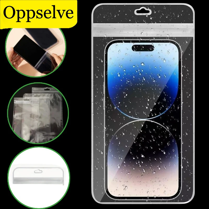 5Pcs Transparent Mobile Phone Dust Bag Zipper Self Lock Waterproof Phone Pouch Cover For iPhone 16 15 14 13 Pro Samsung S24 S25