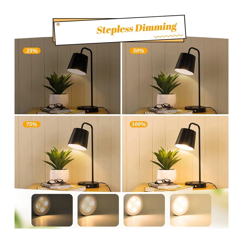 DT16 8Pack Battery Operated Light Bulb with Remote, Cordless LED Puck Light E26 Screw Base for Lamp Wall Sconce, 3 Color Temp