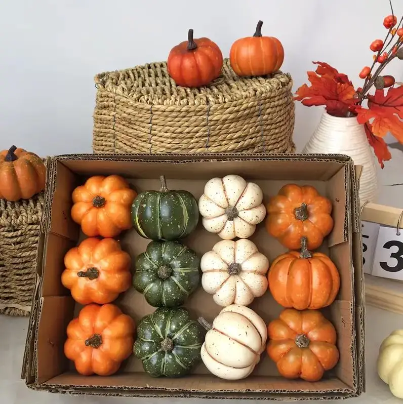 Artificial Pumpkin Fake Simulation Vegetable Thanksgiving Decoration Halloween Party Props DIY Crafts for Home Farmhouse Harvest